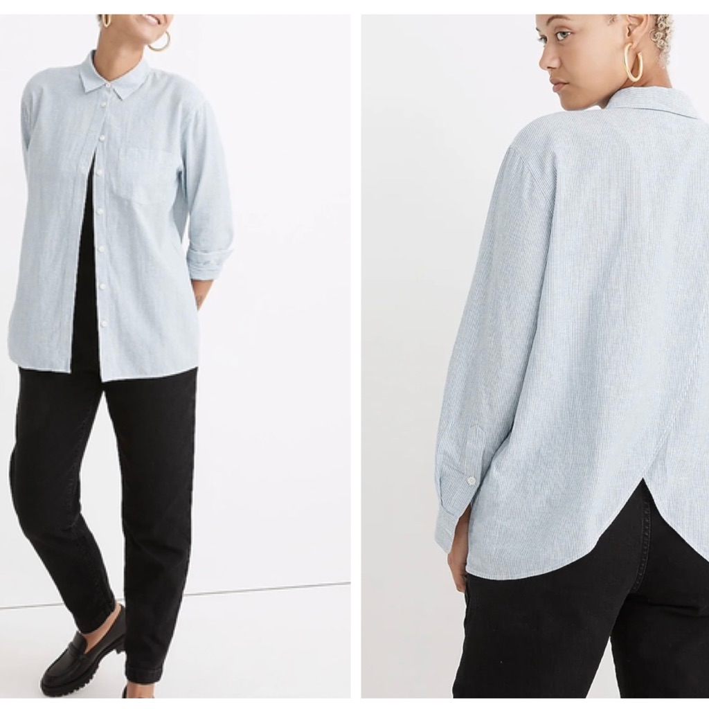 Madewell Oversized Ex-Boyfriend Tulip-Back Shirt In Stripe / Small